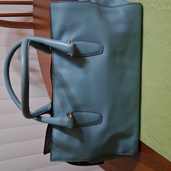 Coach Chelsea Carryall Elegant Robin Egg Blue Leather Satchel Bag - Picture 3 of 11